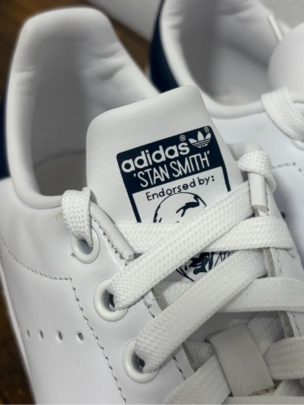 Adidas Stan Smith White & Navy Blue Unisex Tennis Shoes Sneakers - Size 7